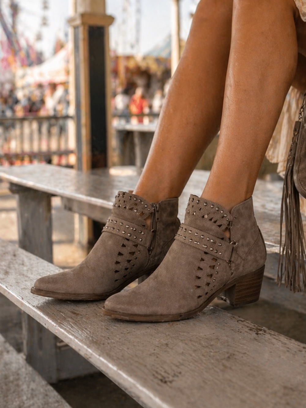 Boutique Inspired Faux Suede Flat Stud Western Ankle Boots | Coastal Cowgirl